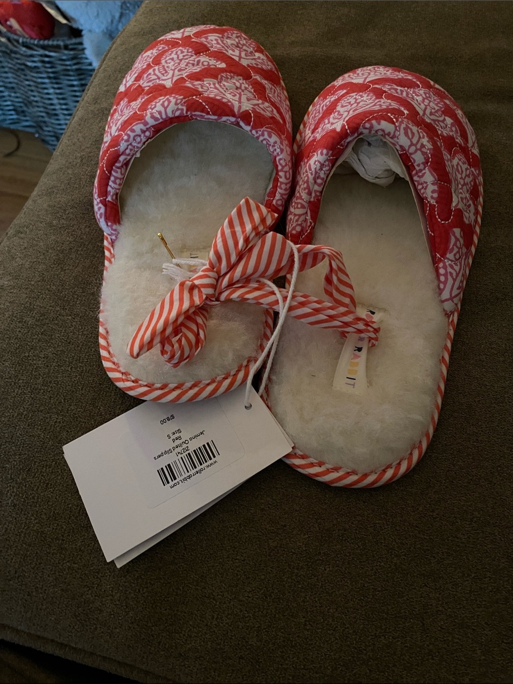 Roller Rabbit Pink & White Quilted Slip-On Slippers - Picture 3 of 6